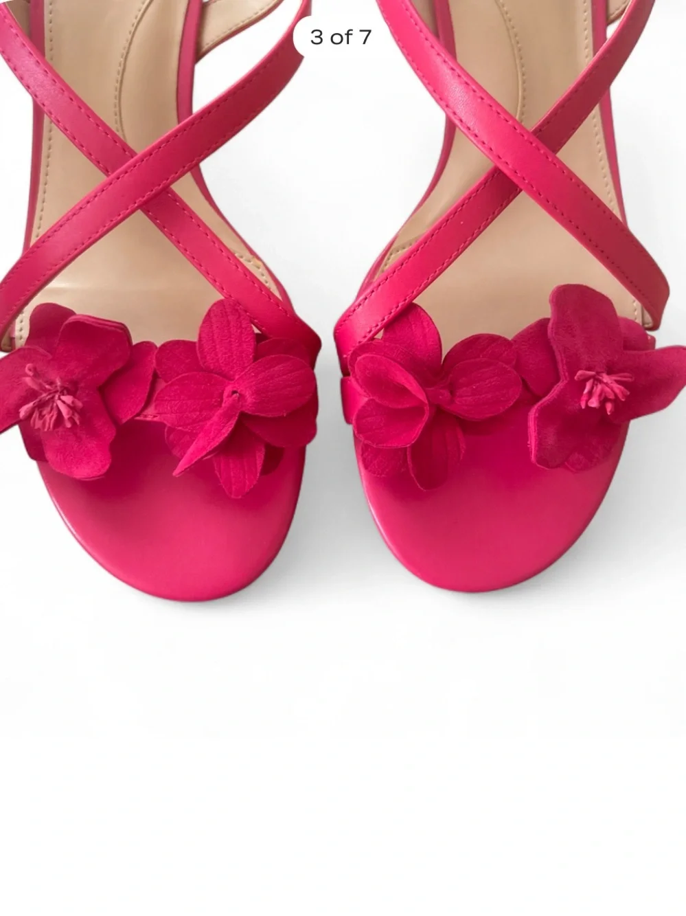 Talbots Hot Pink Floral Slingback Kitten Heel Leather Sandals Size 9